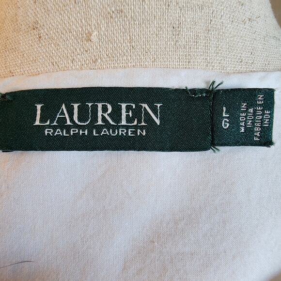 Lauren Ralph Lauren White Peasant Top Women's SZ Large Embroidery Boho - Picture 8 of 11